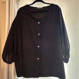 Bebonnie Black Button-Down Women's Blouse Size 3X